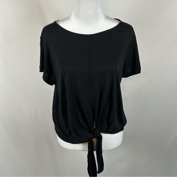 J. Crew Tops - J Crew Black Short Sleeve Tie Front Blouse Size Medium